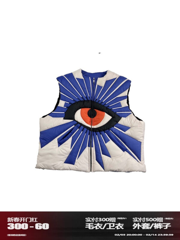 KONOOT new product Truth Eye Vest Vest Cotton Jacket Men's and Women's American Trendy Jacket Autumn and Winter