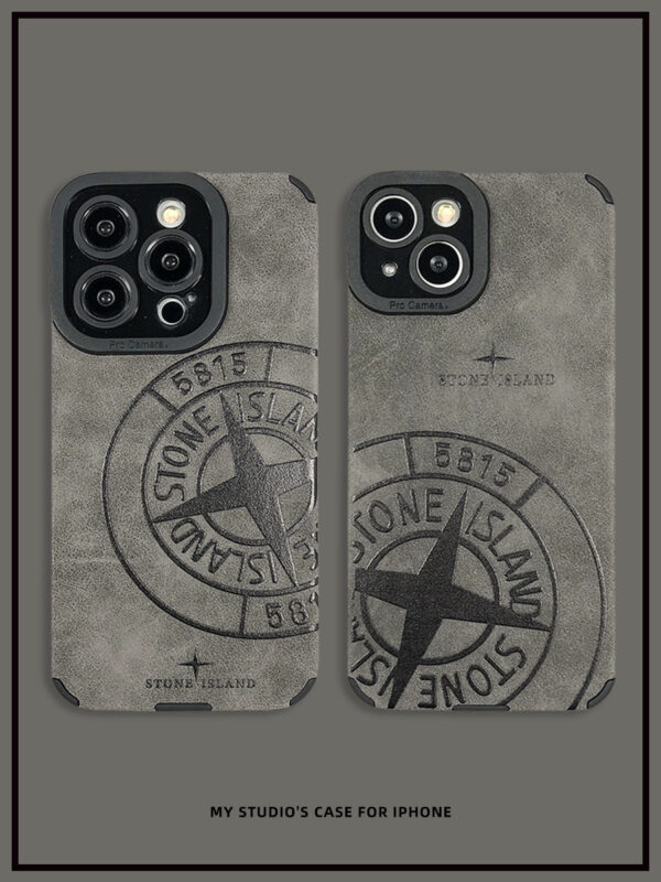 High Street Tide Brand Stone Island Applicable to iPhone16Pro Mobile Case Fur 15ProMax All-inclusive Silicone 14 Couple Model 11 Straight Border Anti-fall 13ProMax Suede Advanced Gray 13 Soft Shell