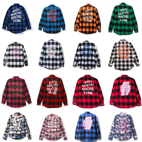 gx assc anti shirt tie dye social loose club plaid jacket design niche stacking shirt trend