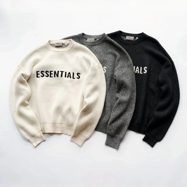 FOG multi-line Essentials high street loose and trendy pullover sweater with letters on the chest