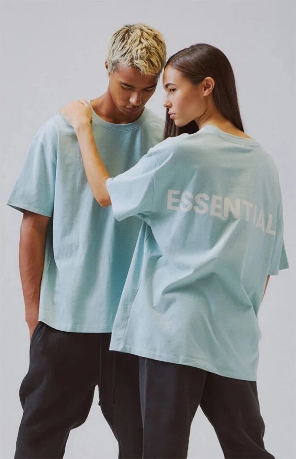 Fear of God FOG Multi-line ESSENTIALS 3M Reflective Letters Island Blue Black White Pink Round Neck Loose Shoulder Cotton Short Sleeve T-shirt tee Half Sleeve