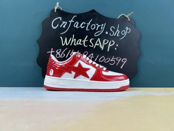 H36 CN A Bathing Ape Bape Sta Patent Leather White Red (2023)-A BATHING APE