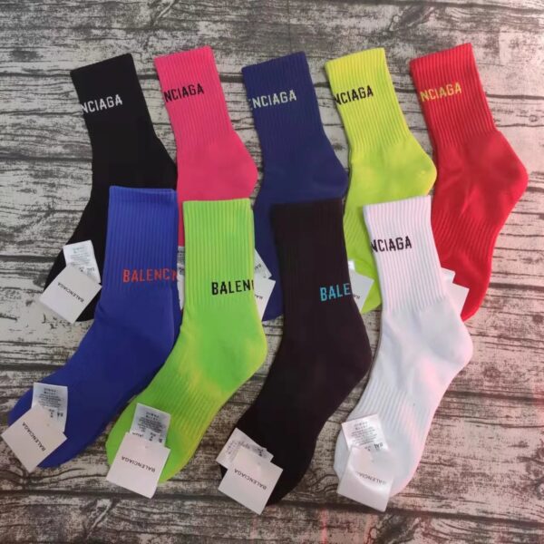 Parisian socks B letter colorful towel bottoms for men and women couples mid-calf socks ins trendy socks sports socks p22.9