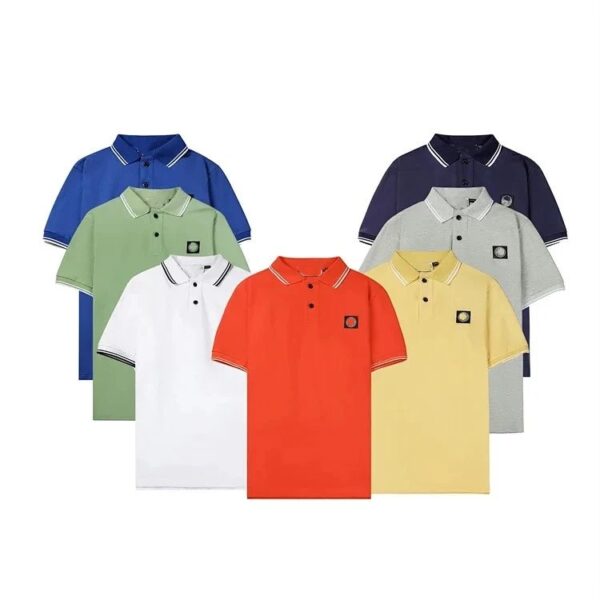 New ST Summer Men's Casual Business Men's Lapel Short Sleeve T POLO SHIRT T-shirt Men's Classic Stone