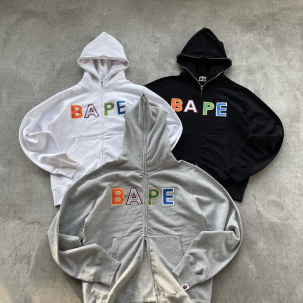 [Special offer] Very strong BAPE letter high -quality zipper cardigan outer jacket top with version couple hooded sweater