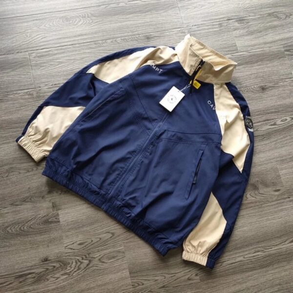 Independent original CAVEMPT x ce CE vintage nylon jacket joint brand nylon retro color block sports jacket jacket vintage school uniform sportswear hooded windbreaker top spliced khaki navy blue hat can store ce