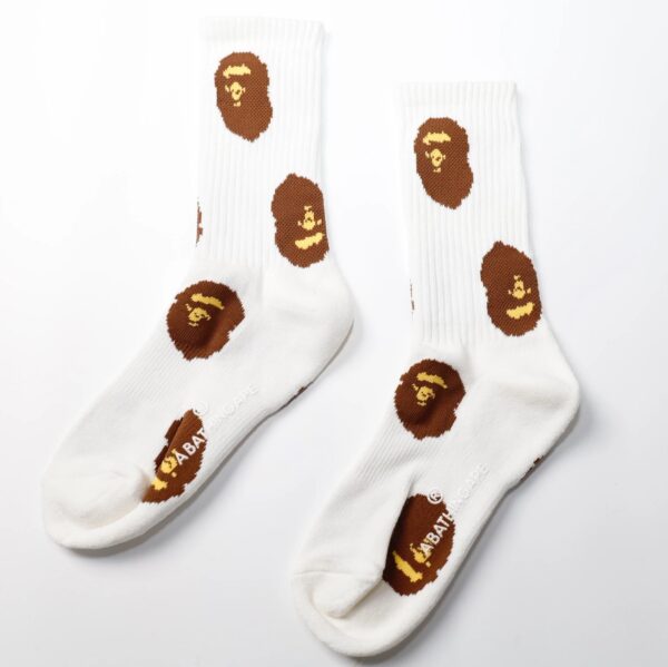 bp shark ape human head embroidery black white towel bottom stockings stockings trendy brand socks men and women socks mid-soft socks mid-stool socks camouflage ape human pink white blue green sports socks casual wz