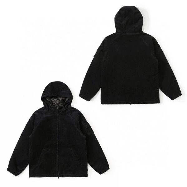 Independent original trendy brand nksup 22ss week14 arc corduroy hooded jacket letter embroidery co-branded corduroy zipper hooded jacket jacket gx